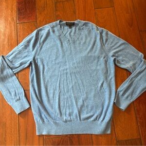 Banana Republic Men's L Blue Heather Cotton Yarn Crew Pullover Sweater V Neck